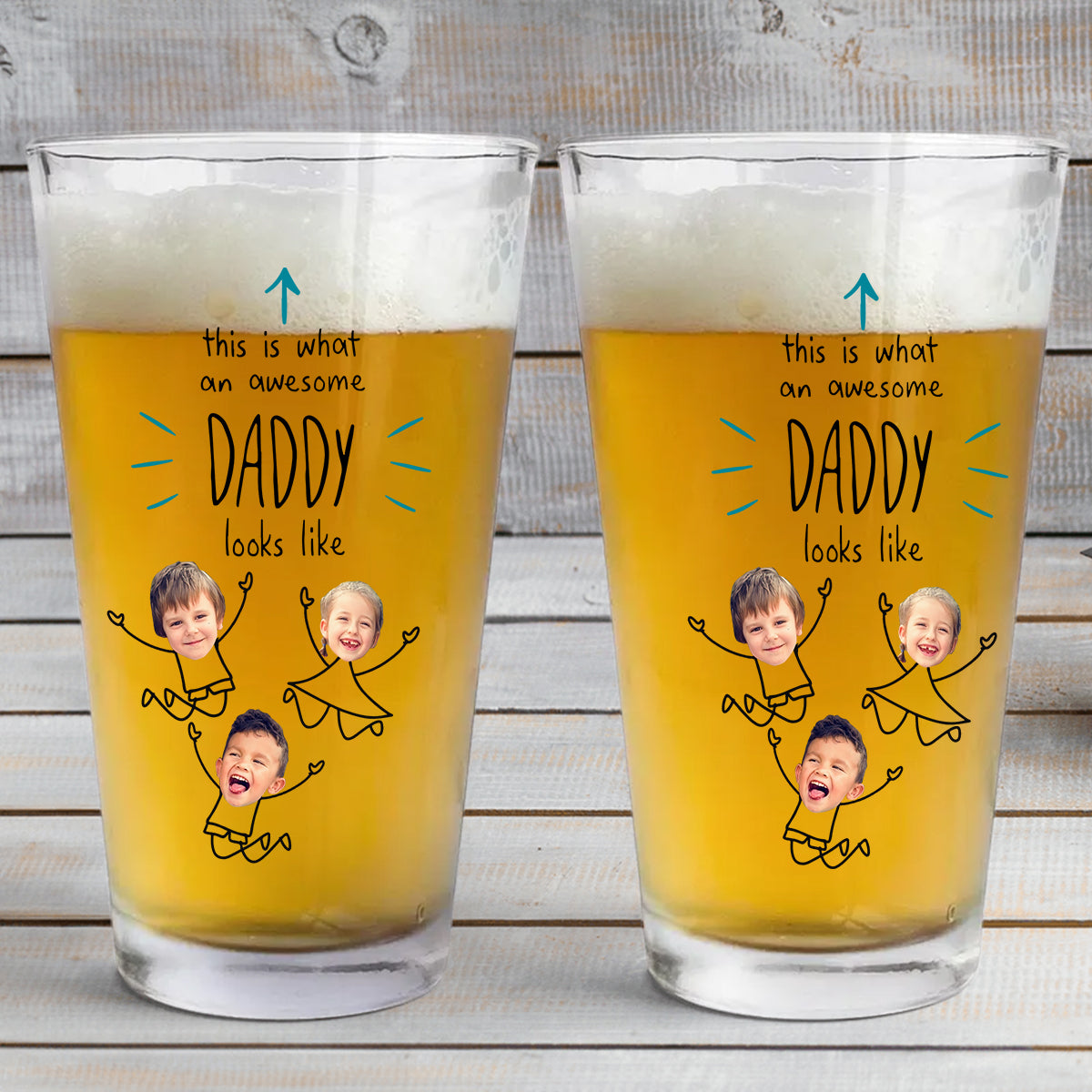 This Is What An Awesome Daddy Looks Like - Personalized Father Beer Glass