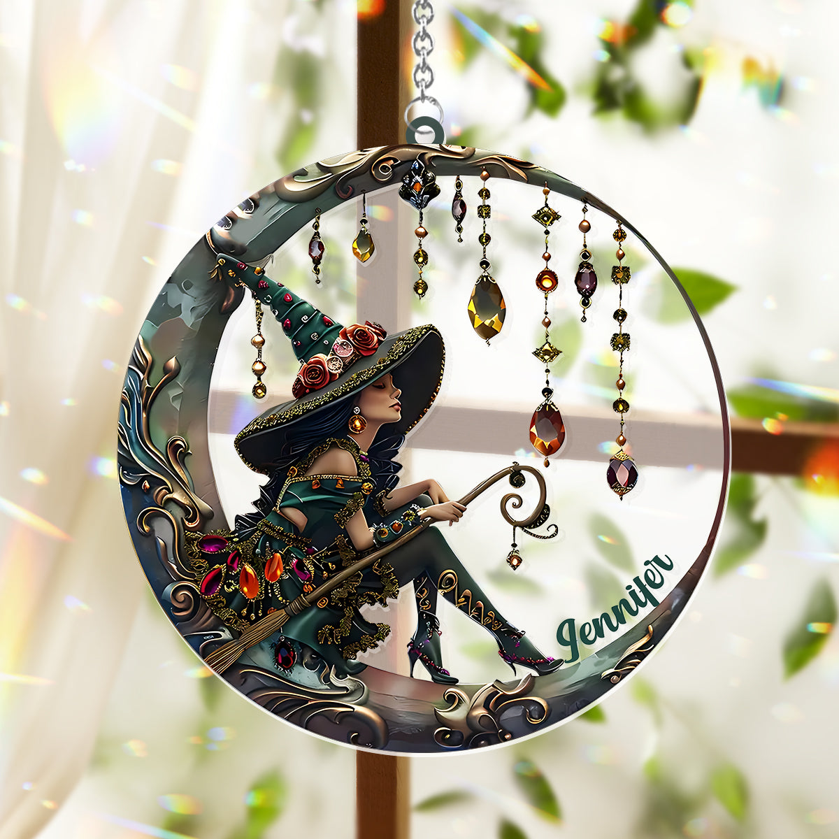Beautiful Witch - Personalized Witch Window Hanging Suncatcher Ornament