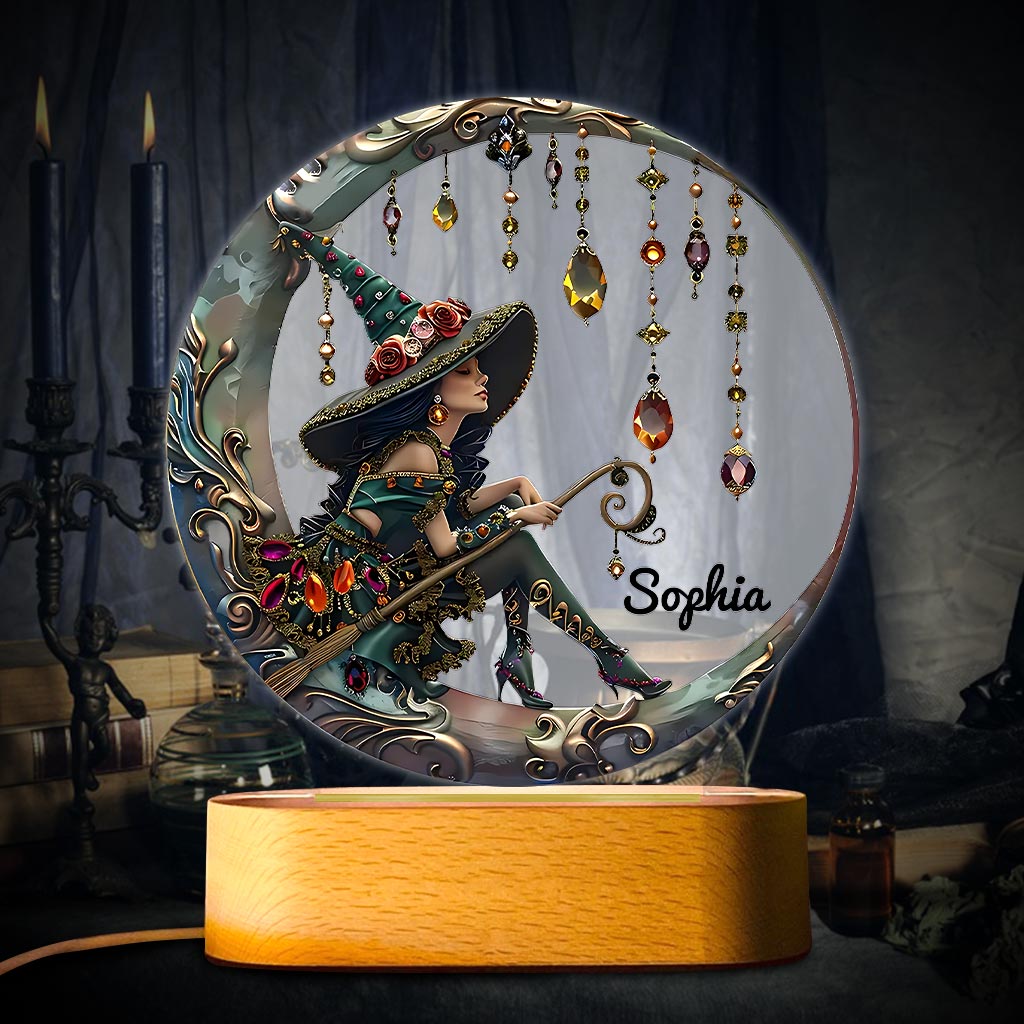 Beautiful Witch - Personalized Witch Shaped Plaque Light Base