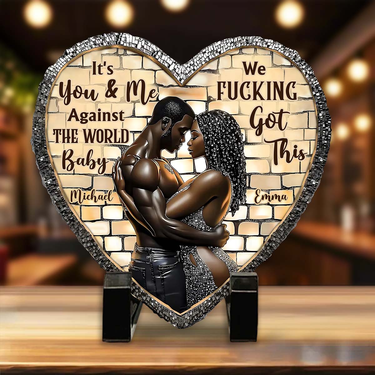 It's You & Me - Personalized Couple Heart Shaped Stone