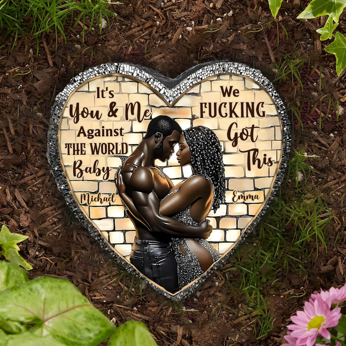 It's You & Me - Personalized Couple Heart Shaped Stone