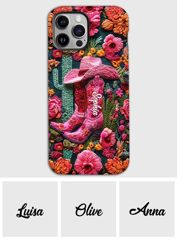 Coque de téléphone personnalisée « Cowgirl rose » avec imprimé intégral