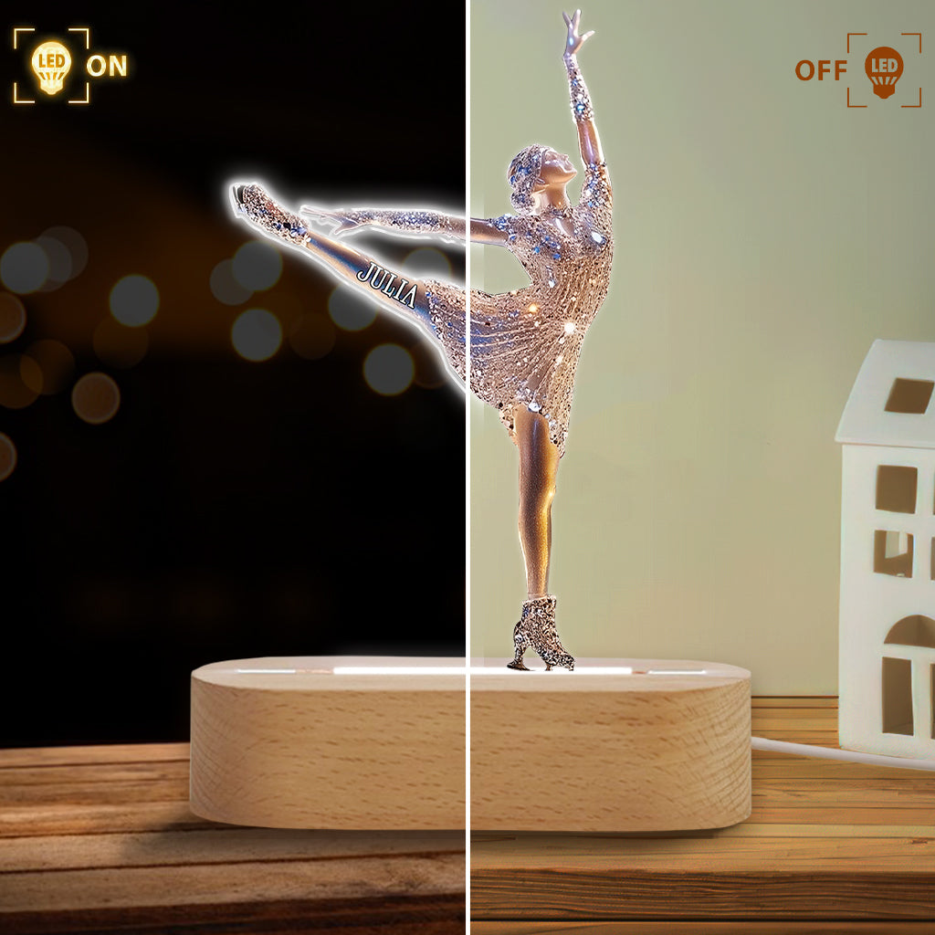 Plaque lumineuse personnalisée en forme de patineuse étincelante - Socle lumineux