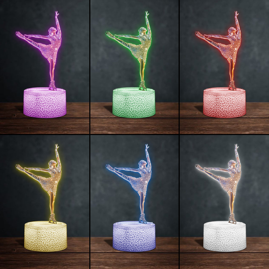 Plaque lumineuse personnalisée en forme de patineuse étincelante - Socle lumineux