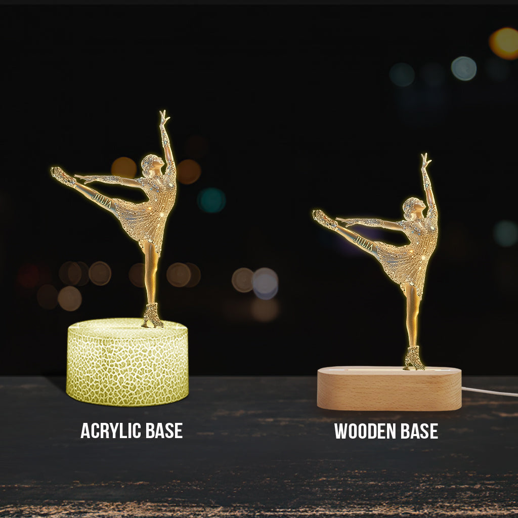 Plaque lumineuse personnalisée en forme de patineuse étincelante - Socle lumineux