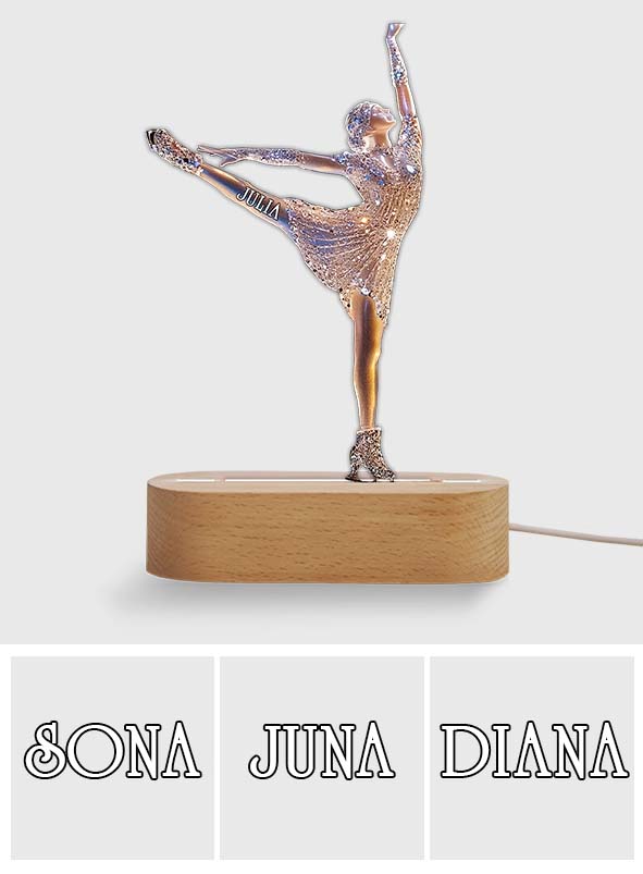 Plaque lumineuse personnalisée en forme de patineuse étincelante - Socle lumineux