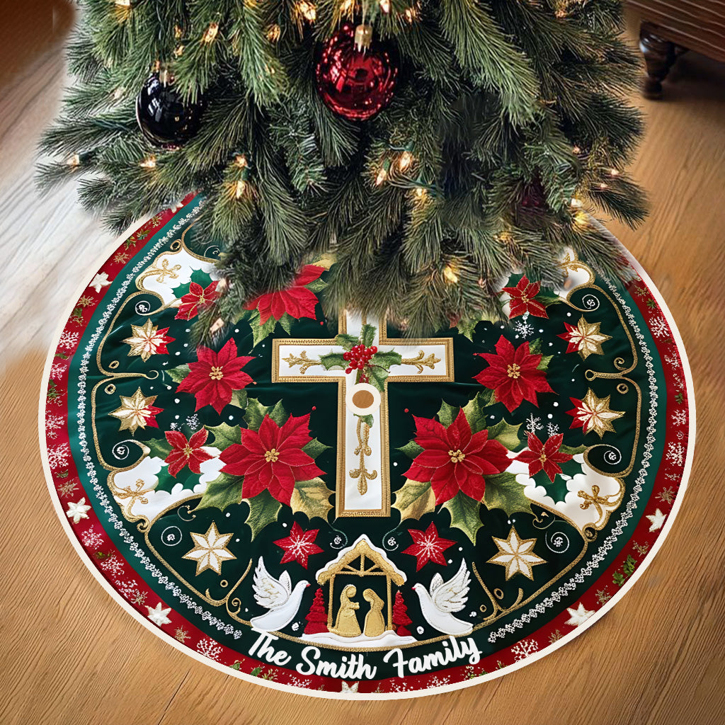 Heilige Familie – Personalisierter christlicher Weihnachtsbaumrock