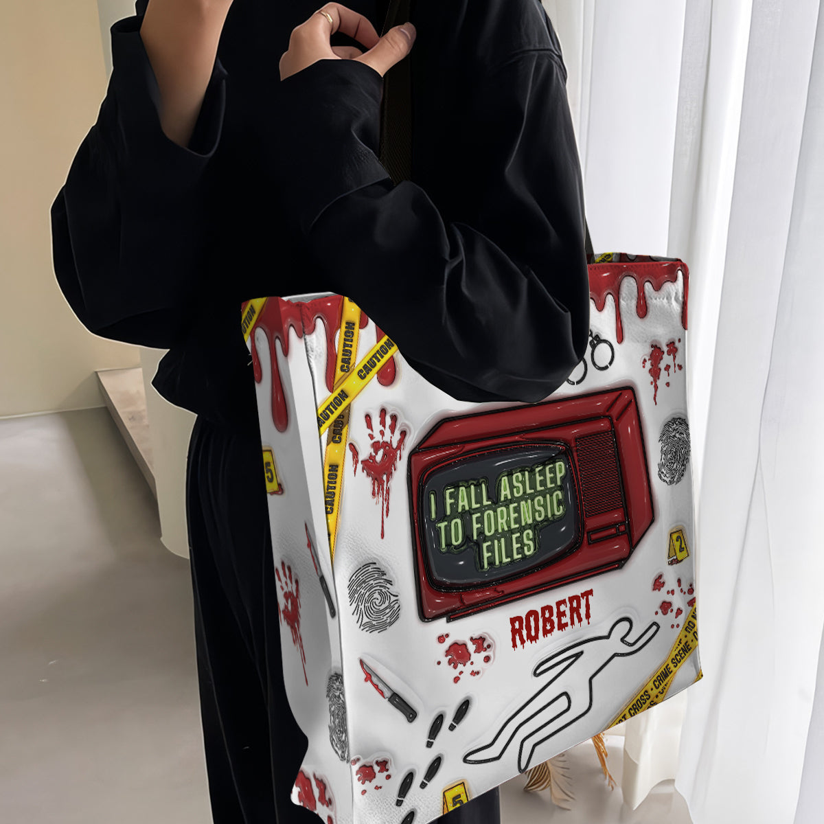 I Fall Asleep For Forensic Files - Personalized All-Over Print Canvas Tote Bag