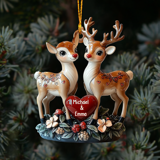 Loving Reindeer - Personalized Couple Ornament