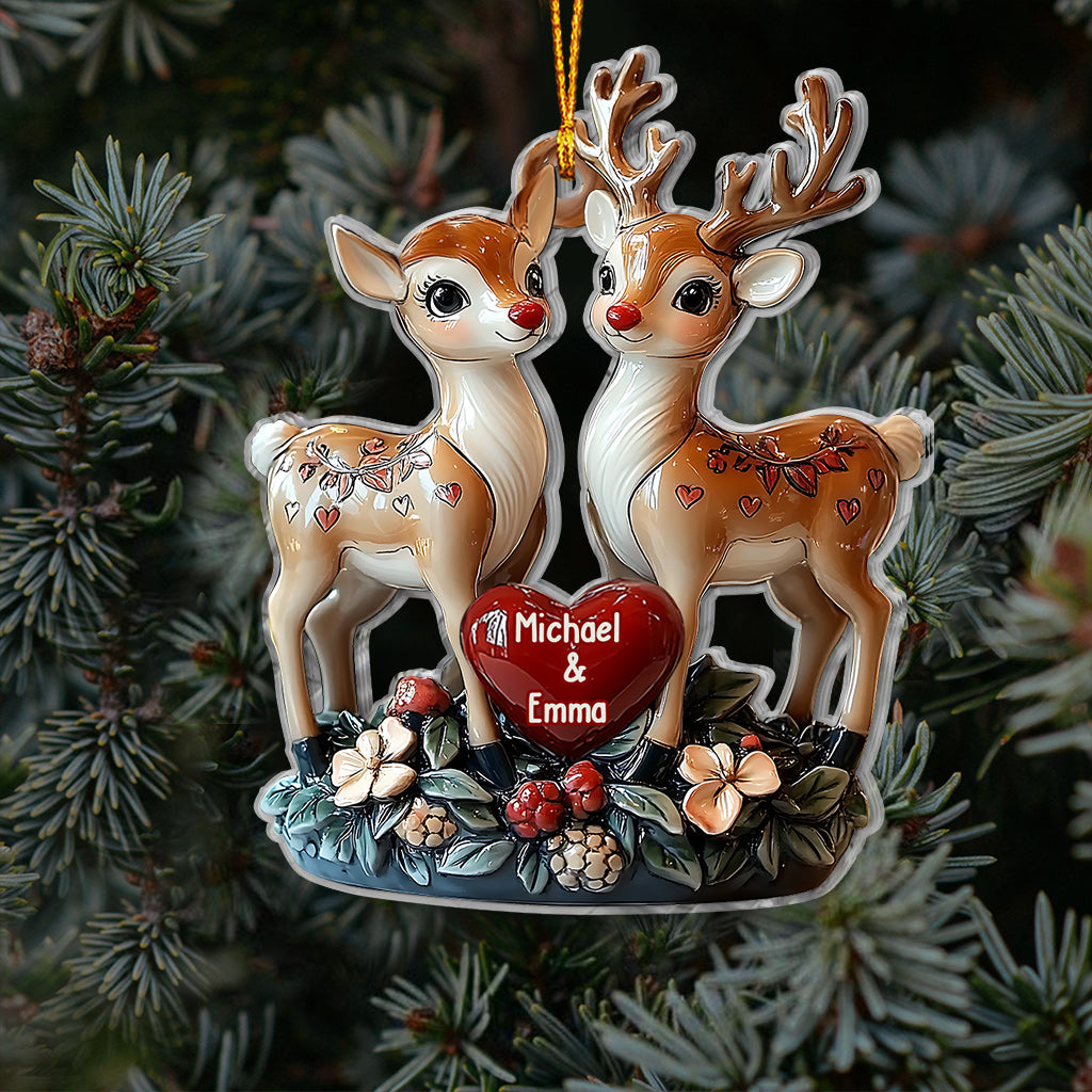 Loving Reindeer - Personalized Couple Ornament