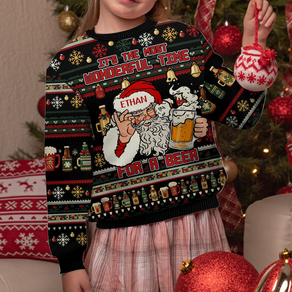 It's The Most Wonderful Time - Personalized Beer Ugly Sweater