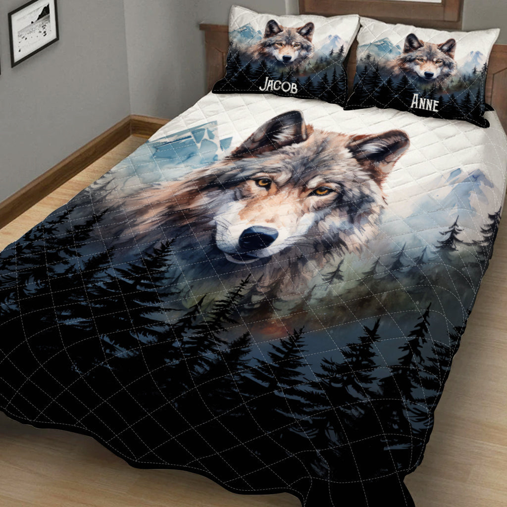 Strong Wolf - Personalized Wolf Quilt Set