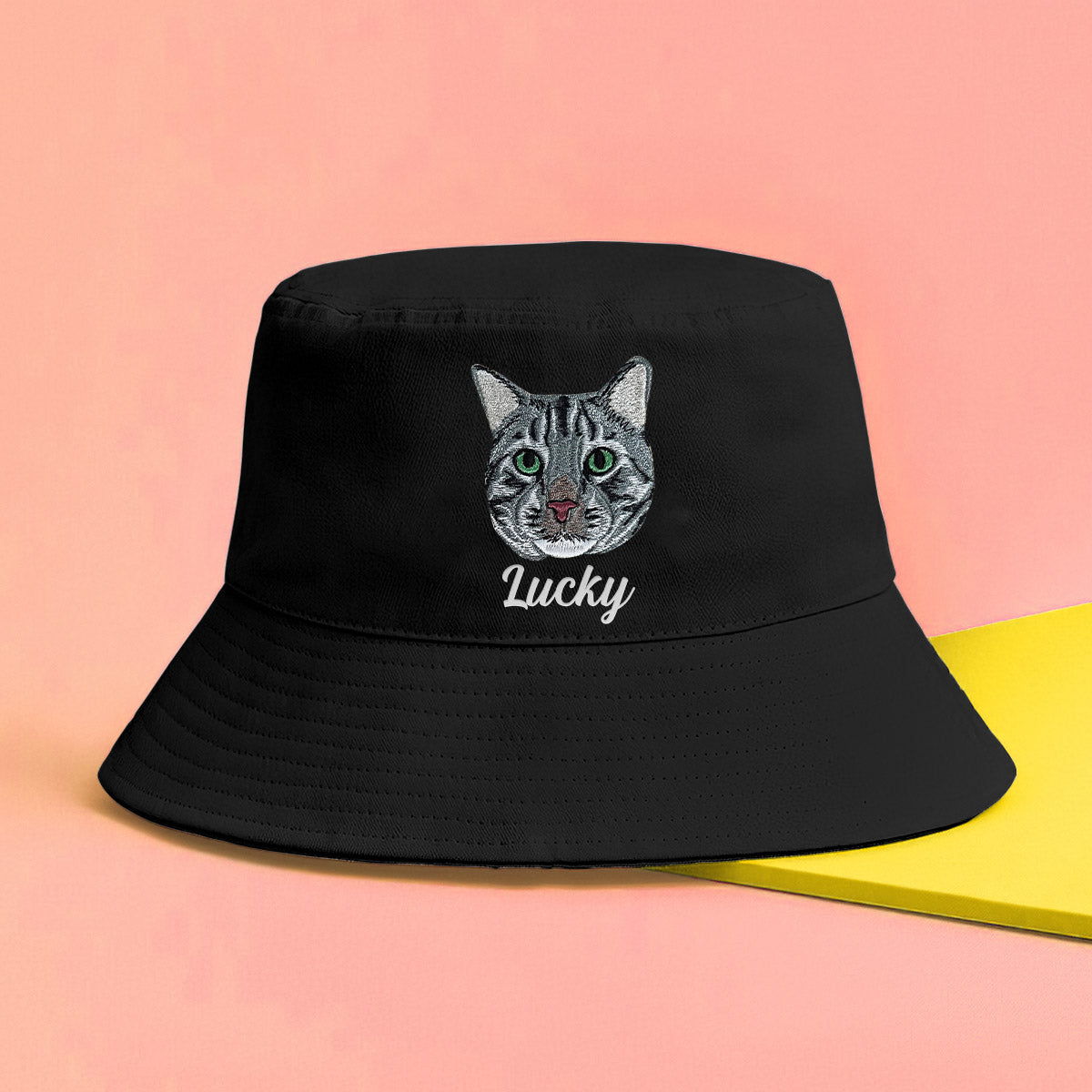 Custom 2D Photo - Personalized Cat Embroidered Bucket Hat