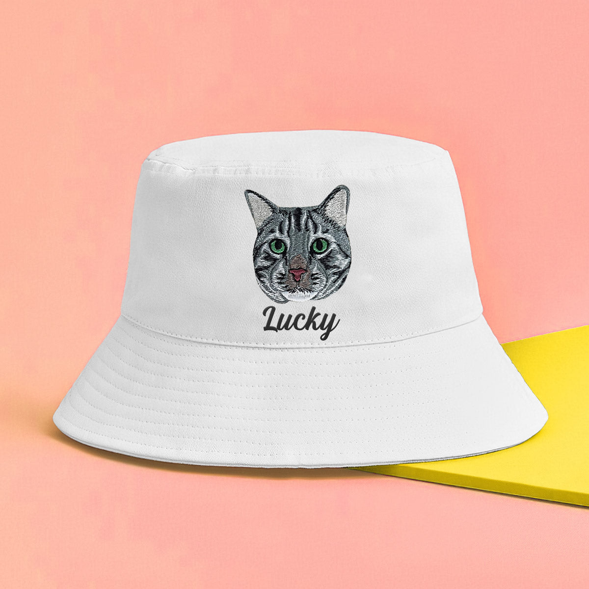 Custom 2D Photo - Personalized Cat Embroidered Bucket Hat