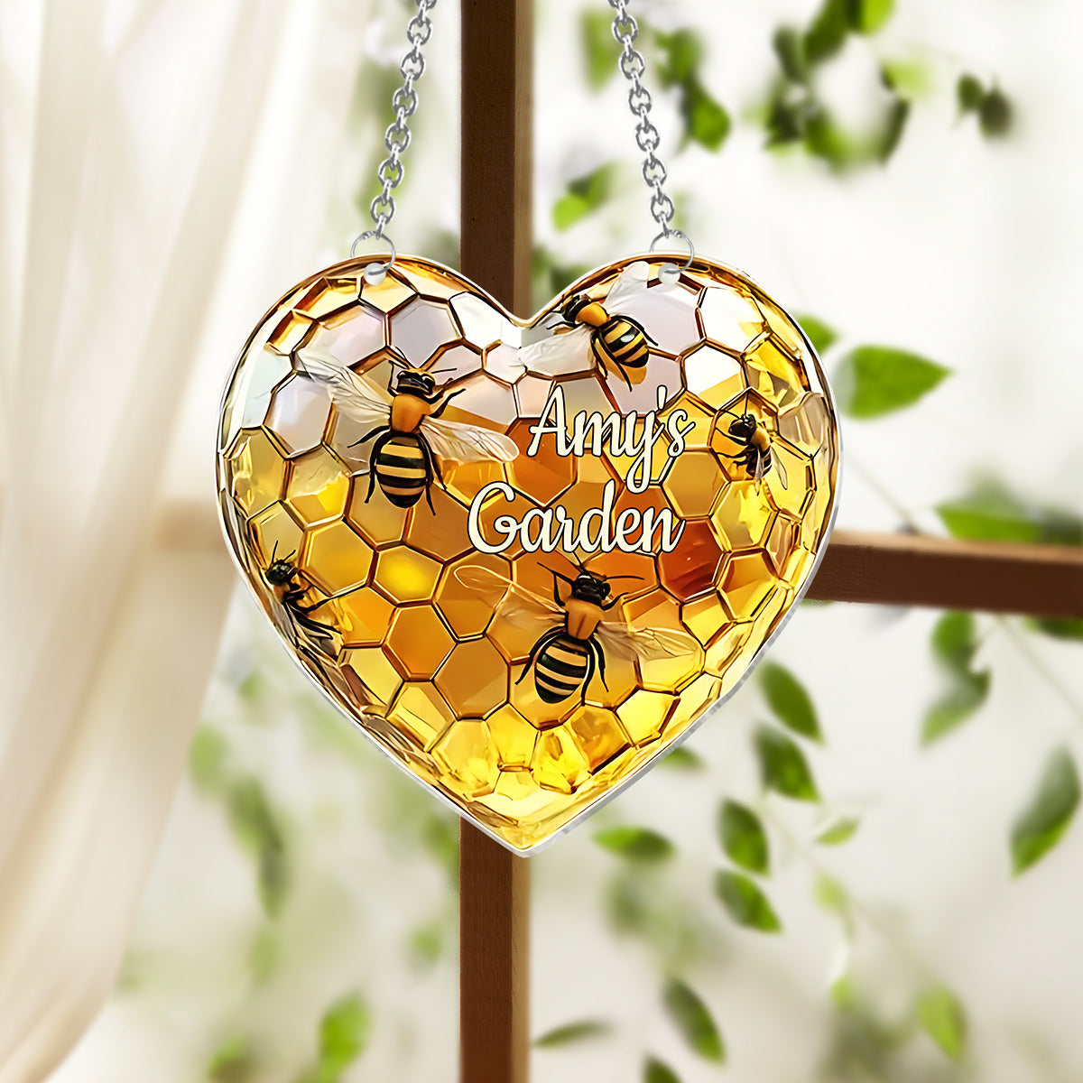 Sweetheart Hive - Personalized Gardening Window Hanging Suncatcher Ornament