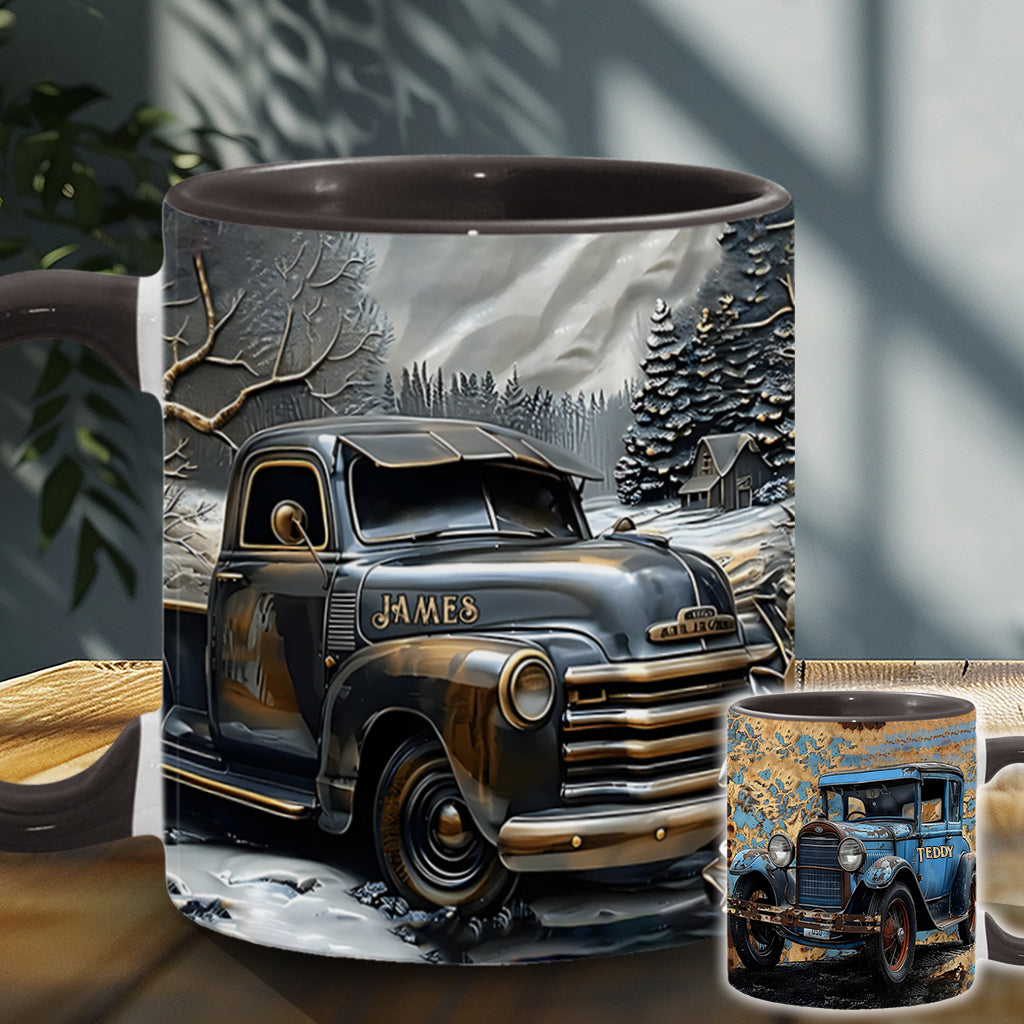 Never Underestimate An Old Man With A Truck - Personalized Trucker Accent Mug