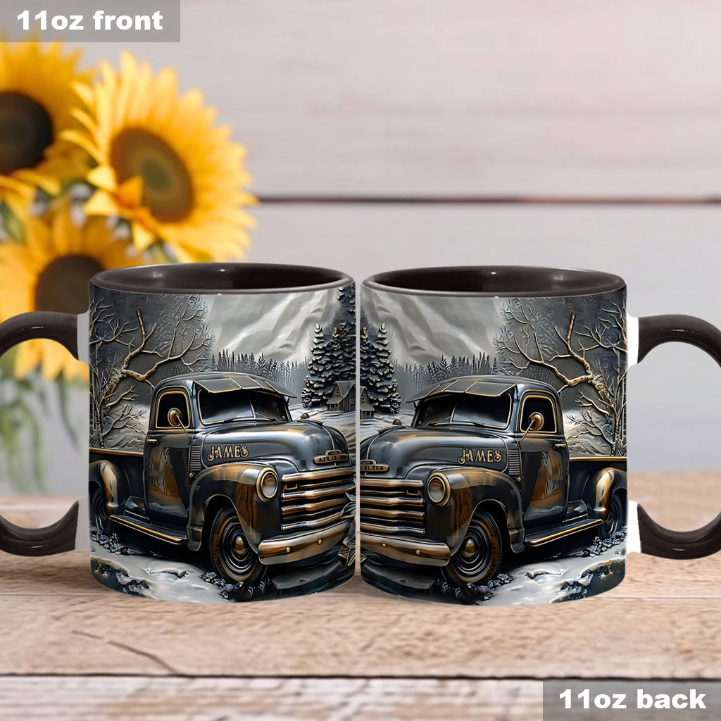 Never Underestimate An Old Man With A Truck - Personalized Trucker Accent Mug