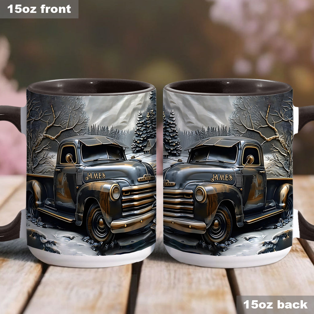 Never Underestimate An Old Man With A Truck - Personalized Trucker Accent Mug