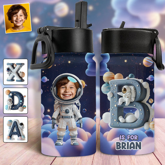 Cool Space Alphabet - Personalized Kid Kids Water Bottle