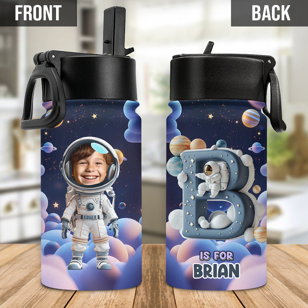 Cool Space Alphabet - Personalized Kid Kids Water Bottle