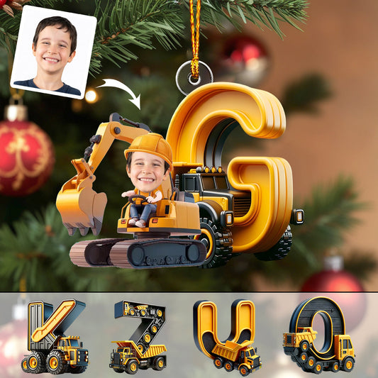 Construction Vehicle Alphabet Letters - Personalized Kid Custom Shaped Ornament