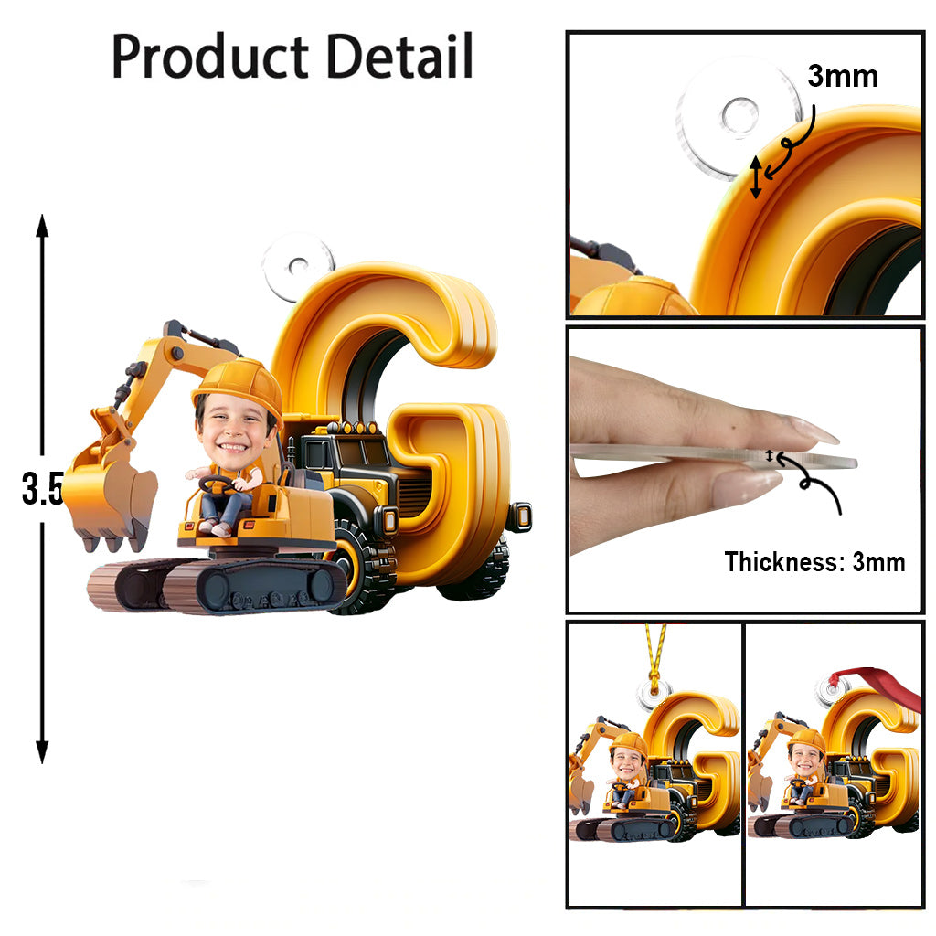 Construction Vehicle Alphabet Letters - Personalized Kid Custom Shaped Ornament