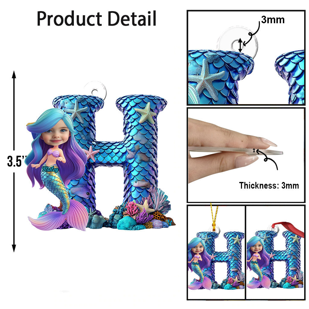 Mermaid Alphabet Letters - Personalized Kid Custom Shaped Ornament
