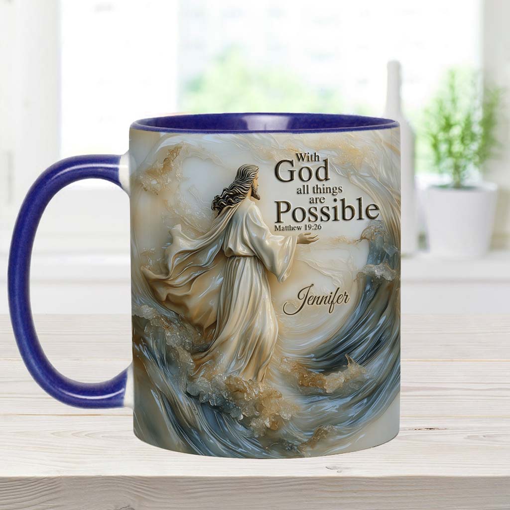 With God All Things Is Posible - Personalized Christian Accent Mug