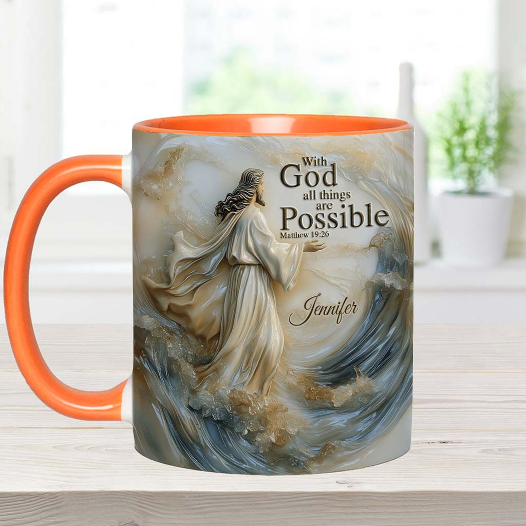 With God All Things Is Posible - Personalized Christian Accent Mug