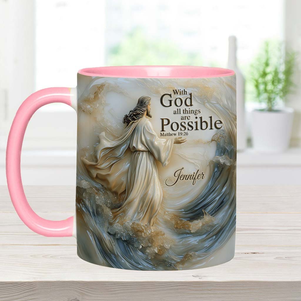 With God All Things Is Posible - Personalized Christian Accent Mug
