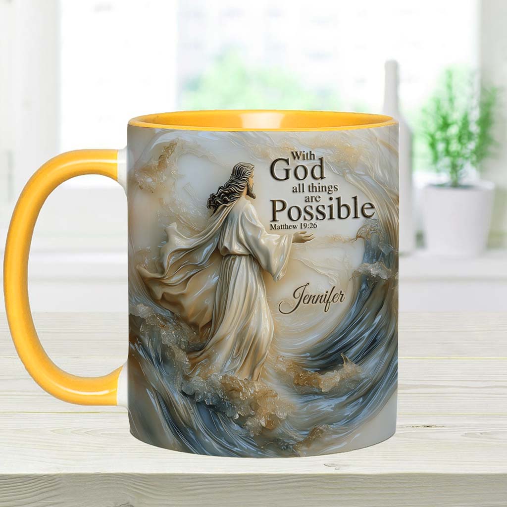 With God All Things Is Posible - Personalized Christian Accent Mug