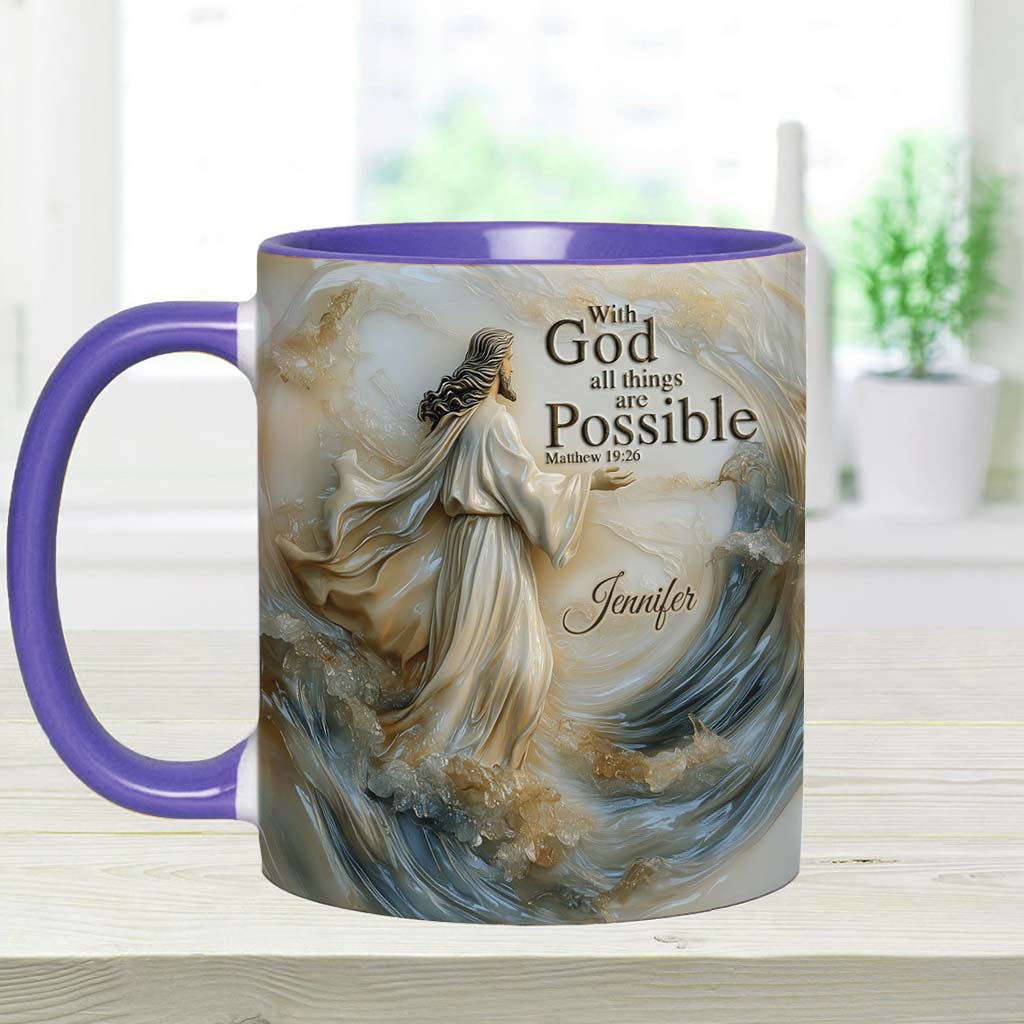 With God All Things Is Posible - Personalized Christian Accent Mug