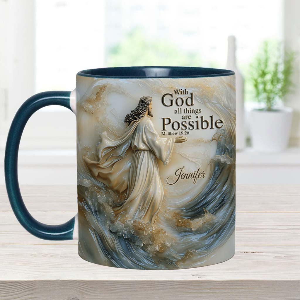 With God All Things Is Posible - Personalized Christian Accent Mug
