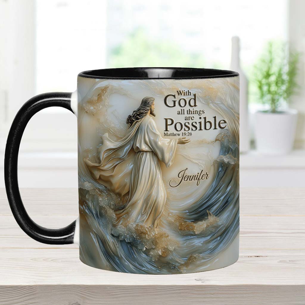 With God All Things Is Posible - Personalized Christian Accent Mug