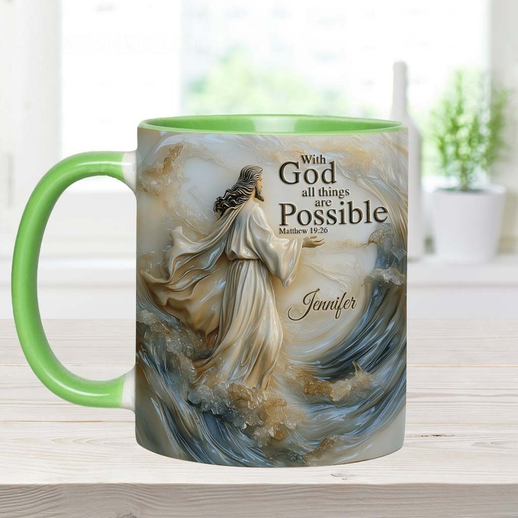 With God All Things Is Posible - Personalized Christian Accent Mug