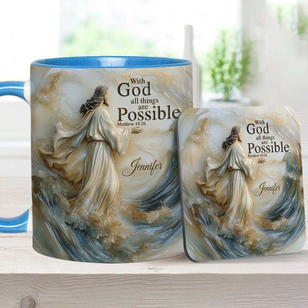 With God All Things Is Posible - Personalized Christian Accent Mug