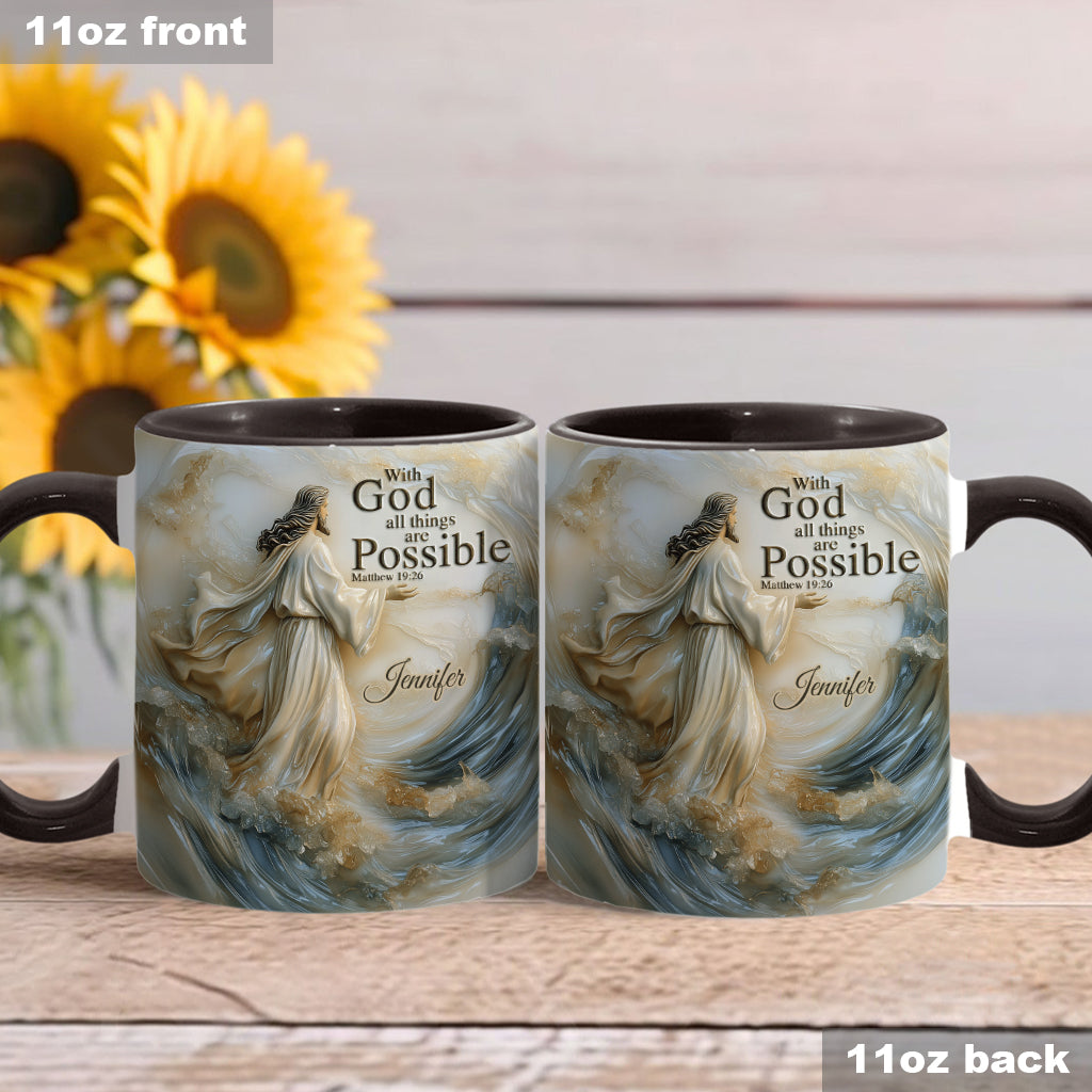 With God All Things Is Posible - Personalized Christian Accent Mug