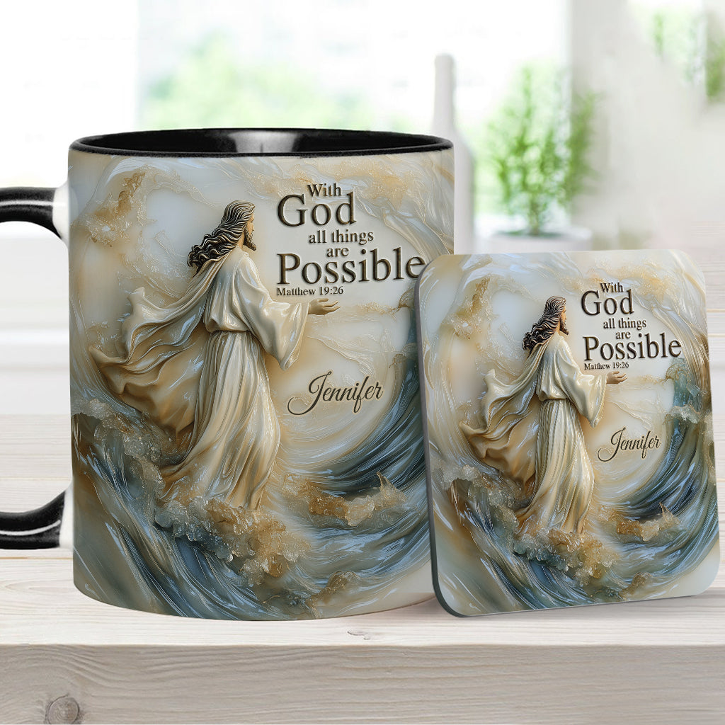 With God All Things Is Posible - Personalized Christian Accent Mug