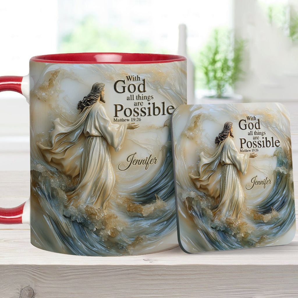 With God All Things Is Posible - Personalized Christian Accent Mug