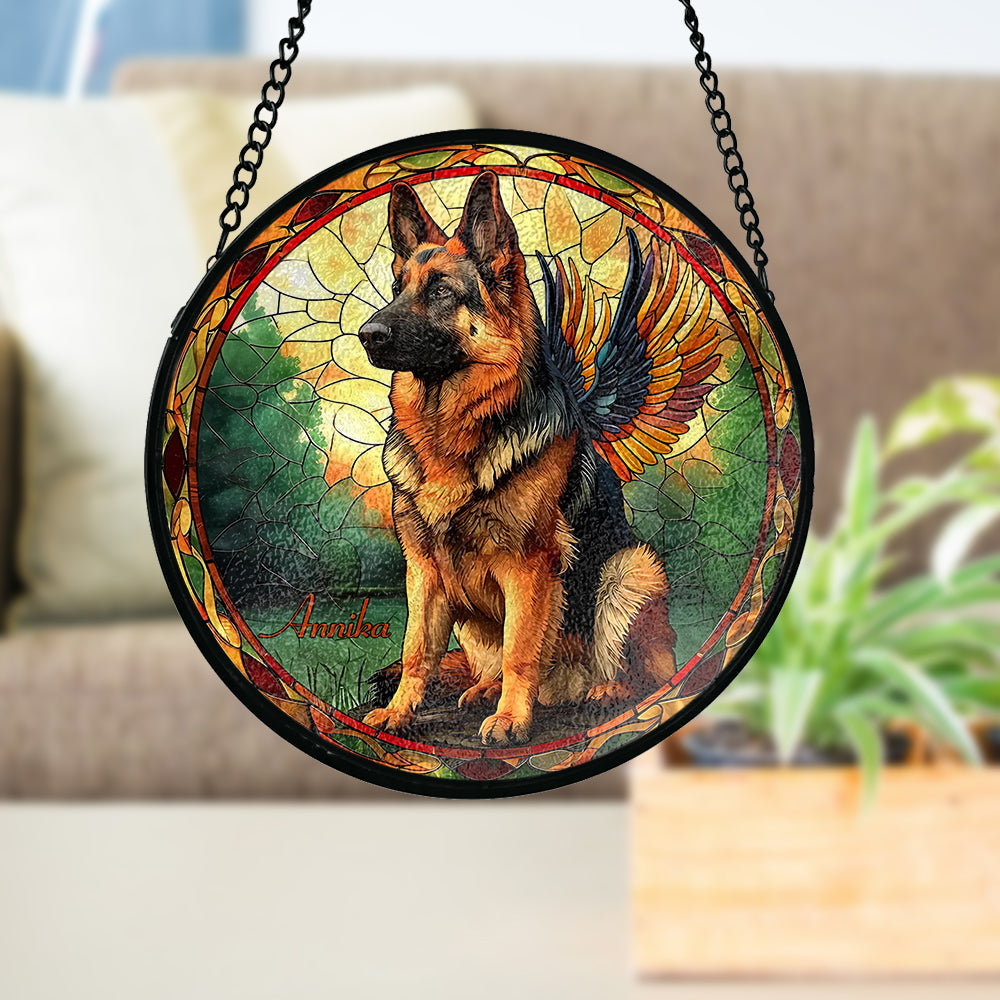 Forever In My Heart - Personalized German Shepherd Dog Stained Glass Suncatcher