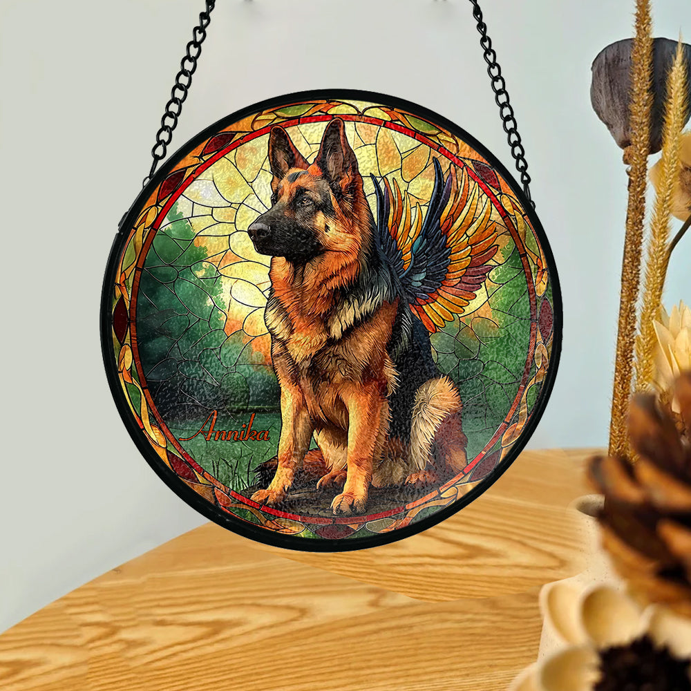 Forever In My Heart - Personalized German Shepherd Dog Stained Glass Suncatcher