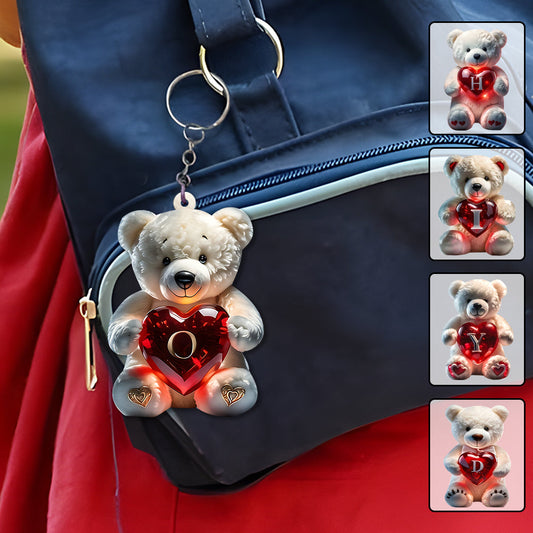 Cute Bear Letter - Personalized Kid Keychain