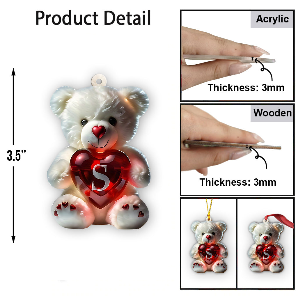 Cute Bear Letter - Personalized Kid Ornament