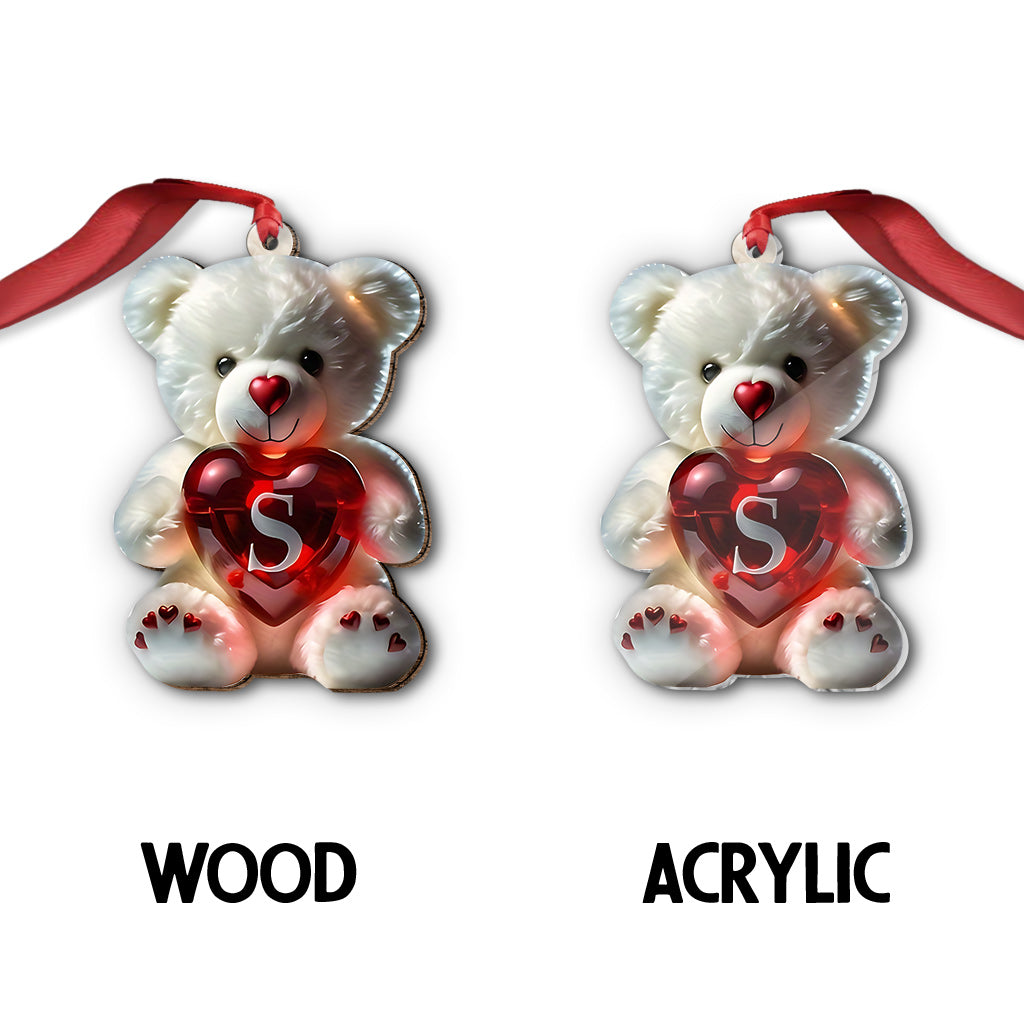 Cute Bear Letter - Personalized Kid Ornament