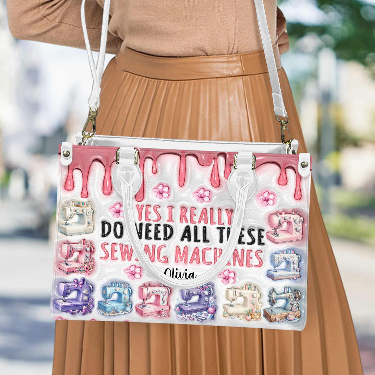 Ich brauche wirklich all diese Nähmaschinen – personalisierte Lederhandtasche