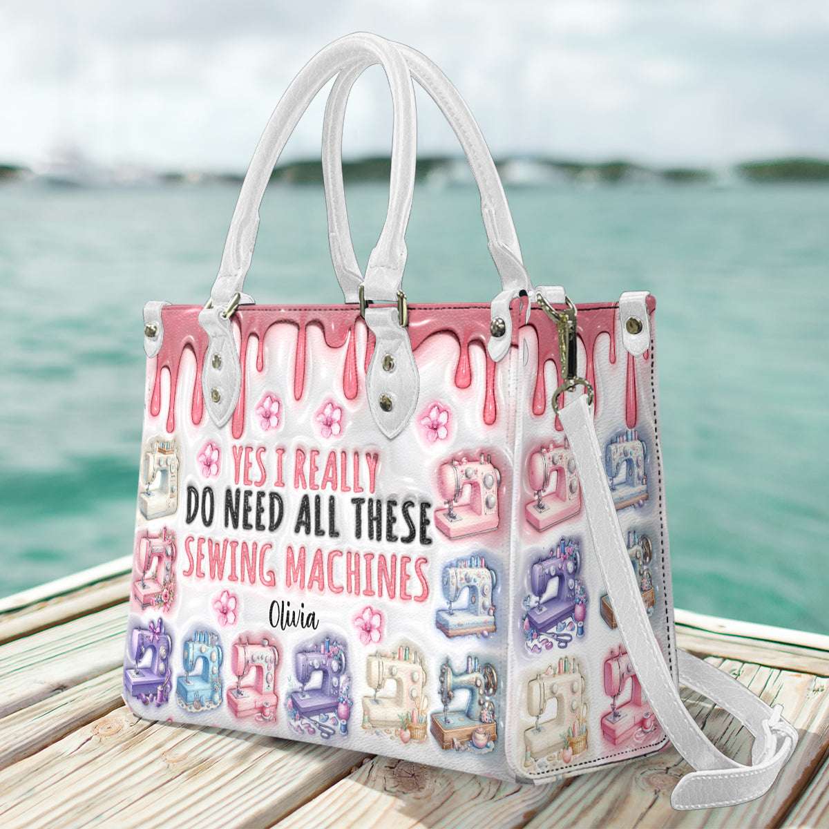 Ich brauche wirklich all diese Nähmaschinen – personalisierte Lederhandtasche