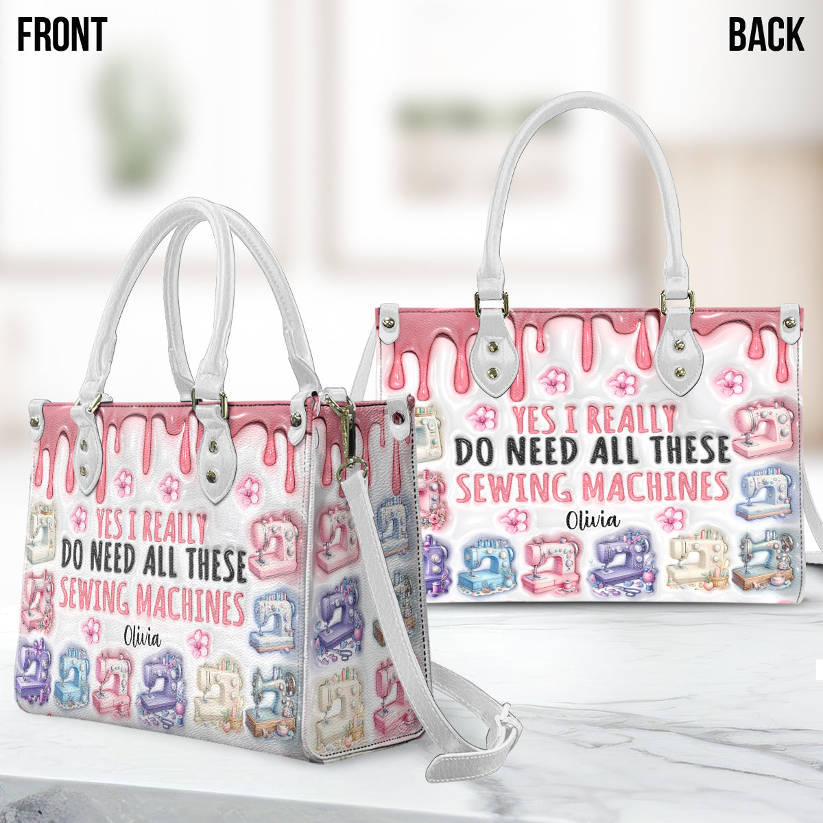 Ich brauche wirklich all diese Nähmaschinen – personalisierte Lederhandtasche