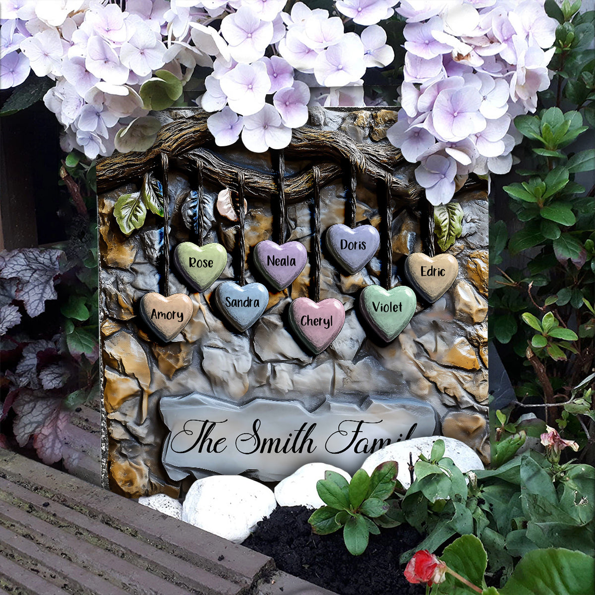 Meine Familie – Personalisierter quadratischer Familienstein