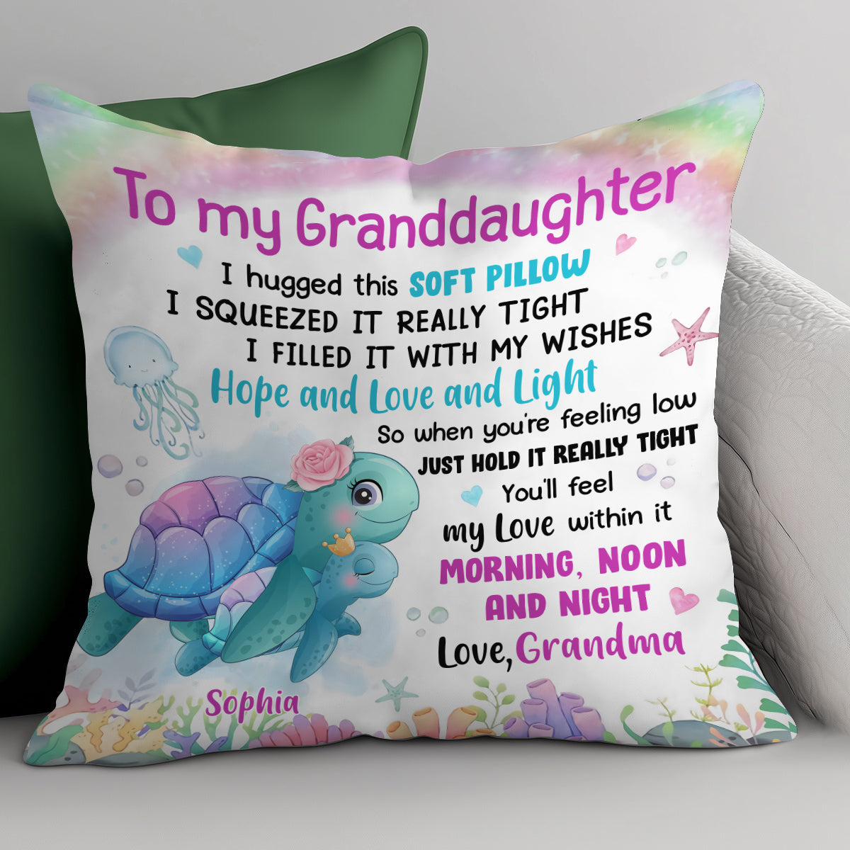 Granddaughter Grandson Sea Animals Hug This Pillow - Personalized grandson Throw Pillow