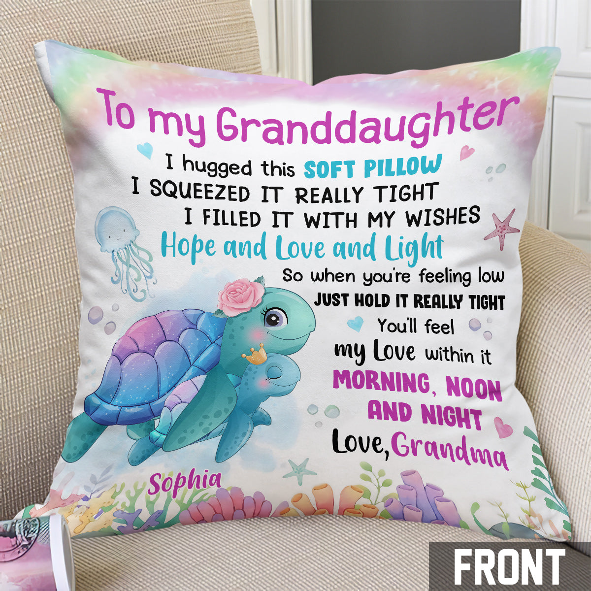 Granddaughter Grandson Sea Animals Hug This Pillow - Personalized grandson Throw Pillow